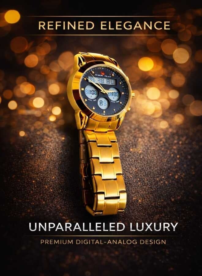 الصلاة ساعة السلاحة الإسلامية الذكية مع تنبيهات أوقات الصلاة، وتذكير بالأذان، ووظيفة التوقيت المزدوج، وتحديد اتجاه القبلة، وبطارية طويلة العمر - Image 1